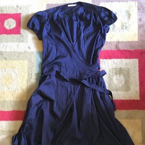 Calypso silk wrap dress size Medium in Navy/Violet
